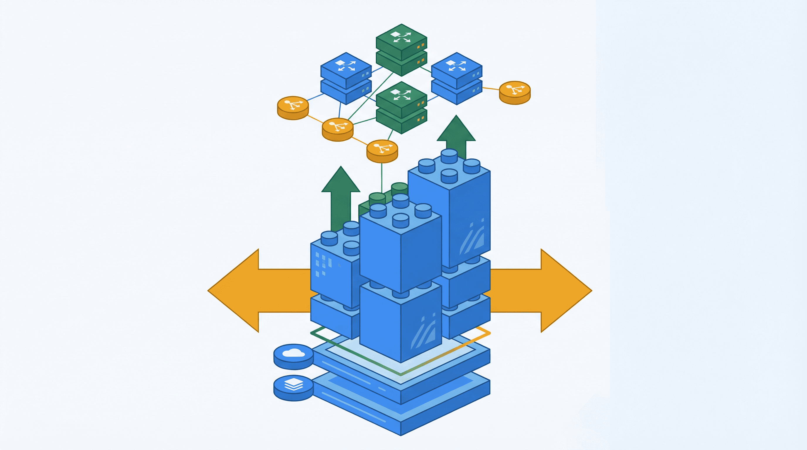 Scalable architecture building blocks stacking upward